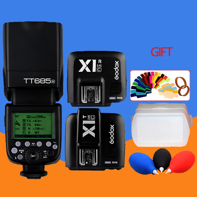 Godx tt685 tt685c E-TTL2.4 g high sync speed wireless 1/8000 trumpet gn60 flash flash + X1C flip-flop and receiver for Canon dig
Godx tt685 tt685c E-TTL2.4 g high sync speed wireless 1/8000 trumpet gn60 flash flash + X1C flip-flop and receiver for Canon dig