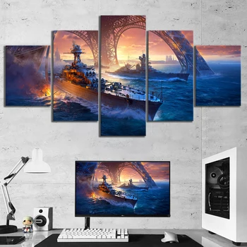 5 Piece World of Warships Video Games Poster Eiffel Tower Landscape Wall Paintings for Home Decor
5 Piece World of Warships Video Games Poster Eiffel Tower Landscape Wall Paintings for Home Decor
