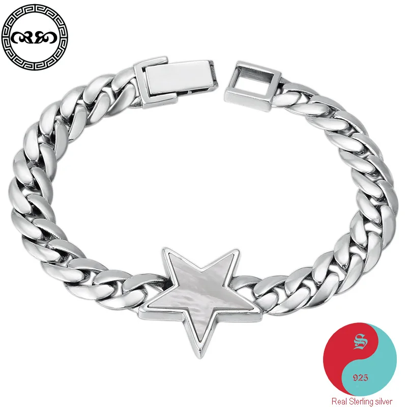 Retro Men lucky Real Pure S925 sterling silver minimalist five-pointed Pentagram male men's bracelet Fine Jewelry
Retro Men lucky Real Pure S925 sterling silver minimalist five-pointed Pentagram male men's bracelet Fine Jewelry