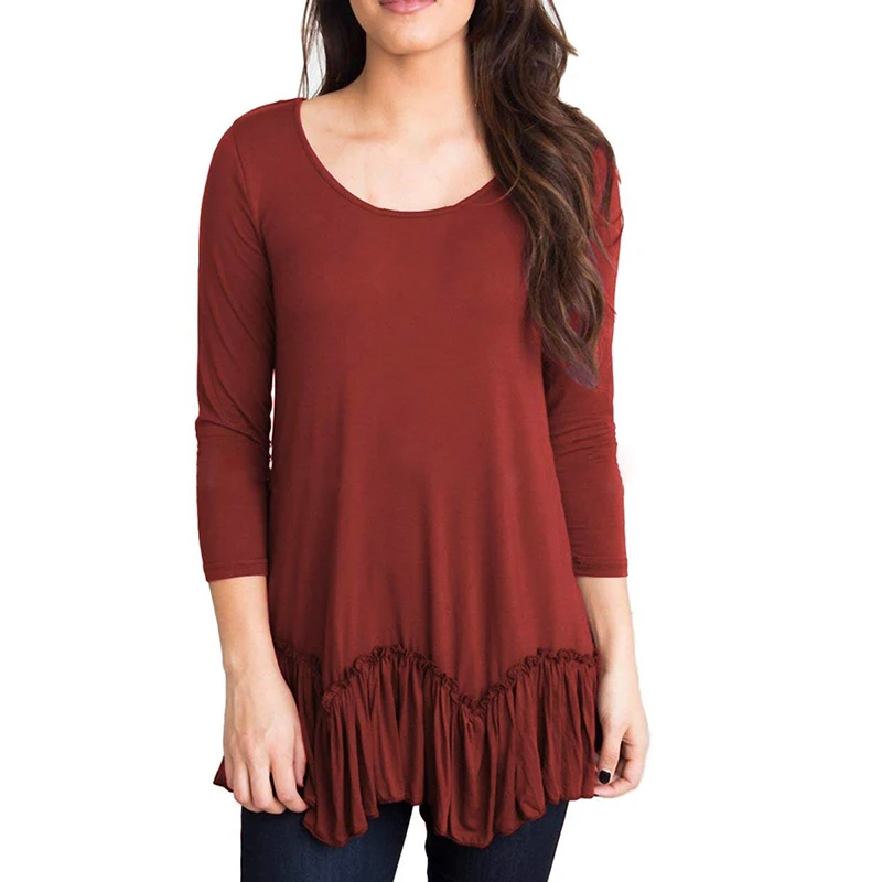 Solid Casual Slim Fit Autumn Spring Basic Top T-shirts Blusas Plus Size 5X Fashion Women Ruffle 3/4 Sleeve T-shirt clothes
Solid Casual Slim Fit Autumn Spring Basic Top T-shirts Blusas Plus Size 5X Fashion Women Ruffle 3/4 Sleeve T-shirt clothes