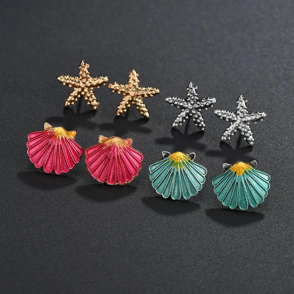 4PCS Modern Women's Earrings 2018 Starfish Seashell Stud Earrings For Women Fashion Stainless Steel Jewelry Accessories
4PCS Modern Women's Earrings 2018 Starfish Seashell Stud Earrings For Women Fashion Stainless Steel Jewelry Accessories