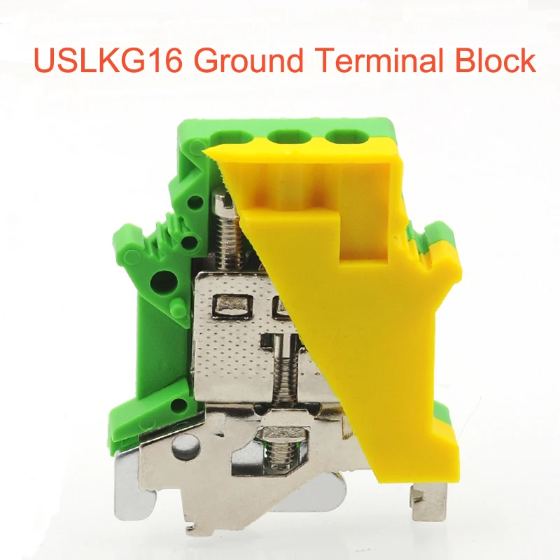 Din Rail Mount Ground Screw Terminal Block USLKG16 Bornier Electrical Wire Connectors UK16N Earth morsettiera cable 6AWG 16mm2
Din Rail Mount Ground Screw Terminal Block USLKG16 Bornier Electrical Wire Connectors UK16N Earth morsettiera cable 6AWG 16mm2