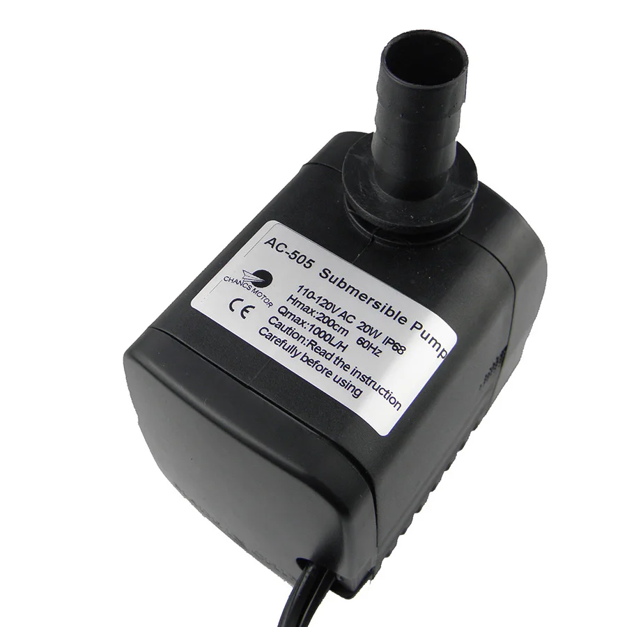 CHANCS 110V Quiet Submersible Water Pump 20W Flow Rate 1000L/H for Aquarium with US Plug
CHANCS 110V Quiet Submersible Water Pump 20W Flow Rate 1000L/H for Aquarium with US Plug