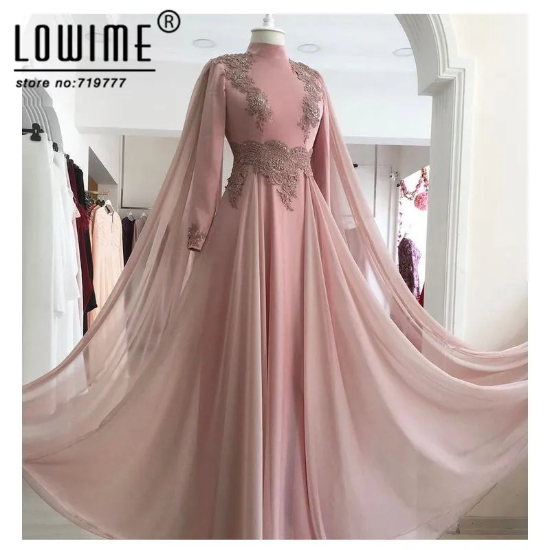 Pink Applique Evening Gown Formal Muslim Evening Dresses Chiffon Arabic Party Dress High Neck Robe De Soiree Longue 2017
Pink Applique Evening Gown Formal Muslim Evening Dresses Chiffon Arabic Party Dress High Neck Robe De Soiree Longue 2017