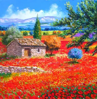 

High quality Oil painting Canvas Reproductions Shed and poppies By Jean Marc Janiaczyk hand painted