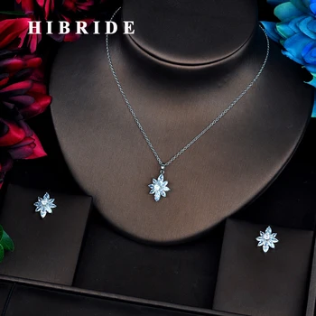 HIBRIDE Luxury Flower Pendant Clear Cubic Zircon Wedding Women Bridal Jewelry Sets Link Necklace Sets Dress Accessories N-537
HIBRIDE Luxury Flower Pendant Clear Cubic Zircon Wedding Women Bridal Jewelry Sets Link Necklace Sets Dress Accessories N-537