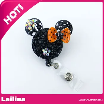 Black Rhinestone Black Dot Orange Bow Minnie Mouse Head Retractable Black Badge Reel/ID Badge Holder/Pendant/Id Badge Holder
Black Rhinestone Black Dot Orange Bow Minnie Mouse Head Retractable Black Badge Reel/ID Badge Holder/Pendant/Id Badge Holder