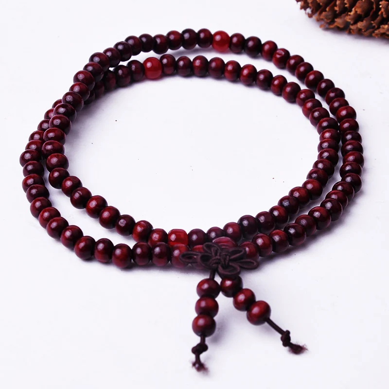 Bouddha de style noeud chinois Vintage Bowknot prière bouddhiste 108 perles Vintage noeud chinois Bowknot Style Bouddha Prière Bouddhiste 108 Perles Bracelet en Bois Multi Couleur