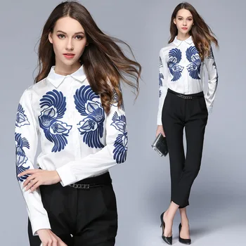 Europe New 2020 Spring Women's Fashion Rhinestone Plus Size Bird Embroidery White Office Blouses Female Single Breasted Shirts
Europe New 2020 Spring Women's Fashion Rhinestone Plus Size Bird Embroidery White Office Blouses Female Single Breasted Shirts