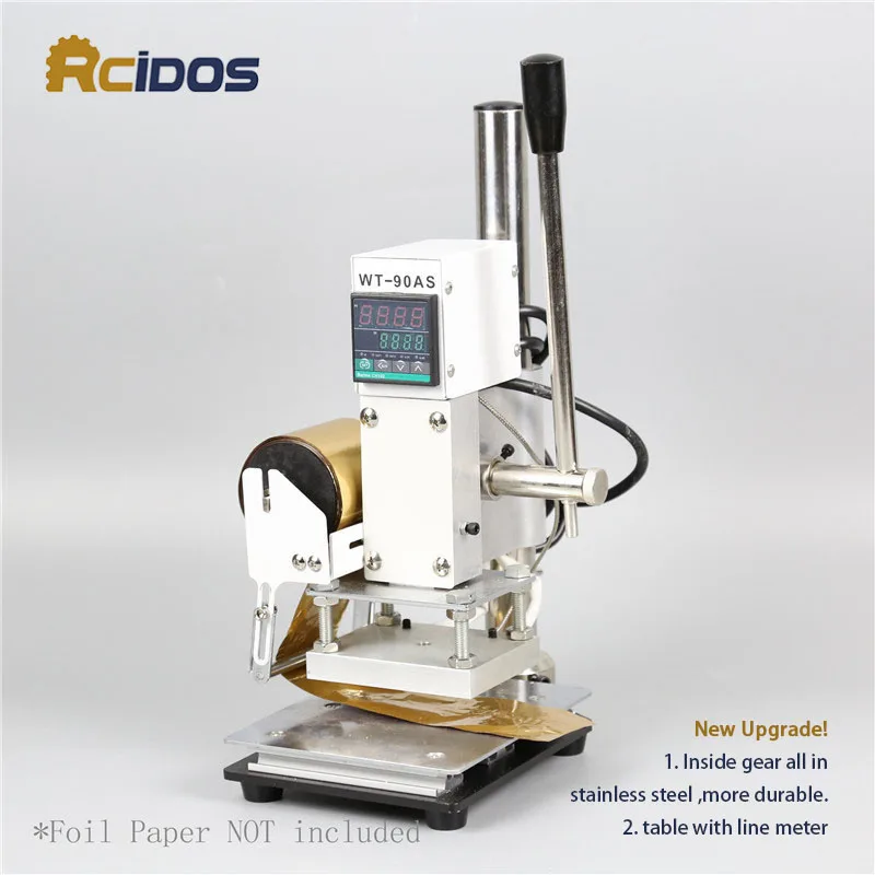 WT-90AS RCIDOS Stamping Machine,leather bronzing/Creasing machine,hot foil stamping machine,110V/220V,with foil roll holder
WT-90AS RCIDOS Stamping Machine,leather bronzing/Creasing machine,hot foil stamping machine,110V/220V,with foil roll holder