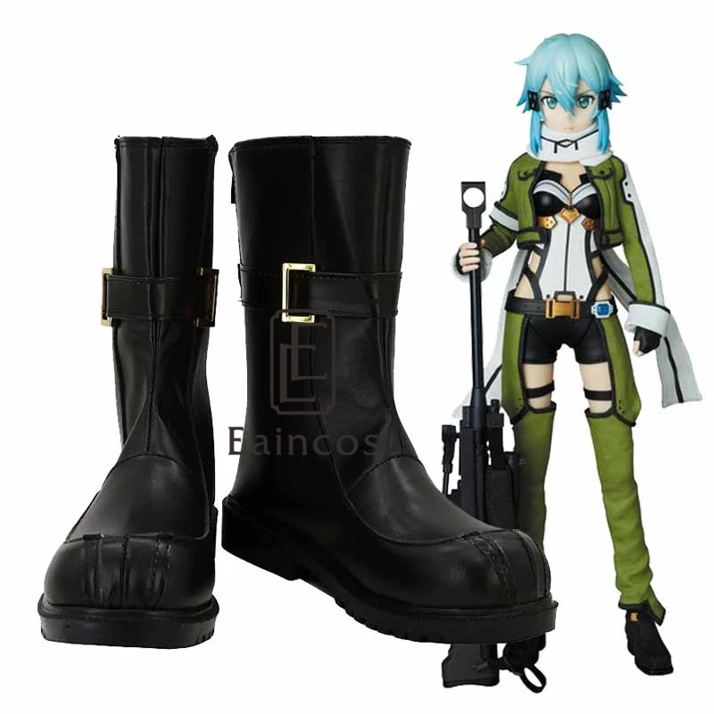 Аниме Sword Art Online 2 фантомная пуля Asada Shino/Sinon обувь для косплея на Хэллоуин черные