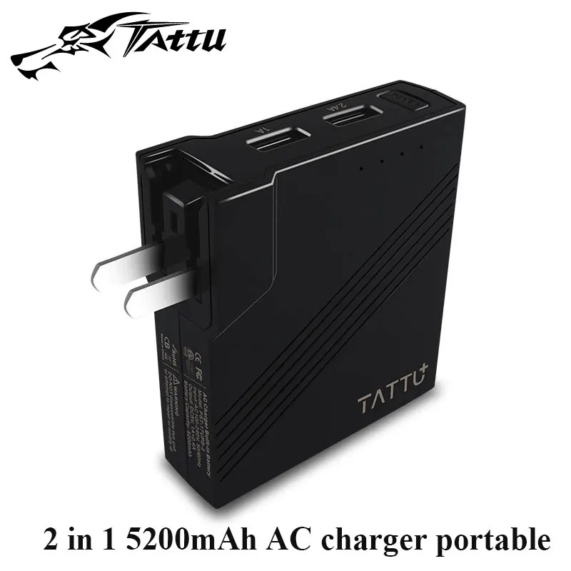 Tattu 2 in 1 Charger 5200mAh AC Charger Portable Power Bank for iPhone smartphone Tablets