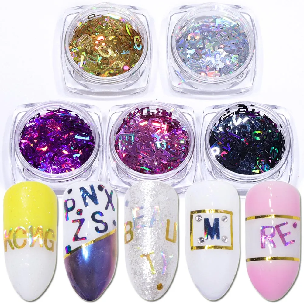 5pcs Iridescent Laser Nail Glitter Spangles Mixed Letters Sequins Flakes Pigment Chameleon Paillette Decor Manicure Tips JI655
5pcs Iridescent Laser Nail Glitter Spangles Mixed Letters Sequins Flakes Pigment Chameleon Paillette Decor Manicure Tips JI655