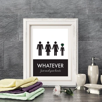 One piece black and white Funny Unisex Toilet Sign Print whatever just wash your hands wall art picture printing poster decor
One piece black and white Funny Unisex Toilet Sign Print whatever just wash your hands wall art picture printing poster decor