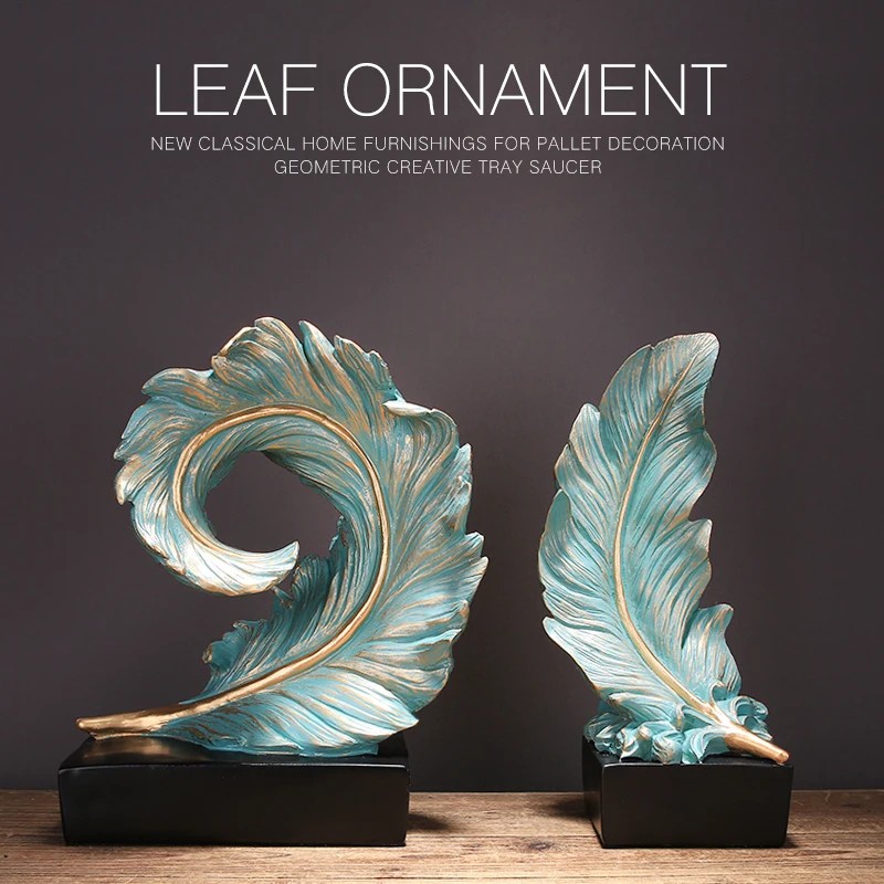 Modern Luxury Resin Gold Blue Feather Figurines Decoration Crafts Hotel Home Livingroom Desk Leaf Shape Statue Accessories Decor
Modern Luxury Resin Gold Blue Feather Figurines Decoration Crafts Hotel Home Livingroom Desk Leaf Shape Statue Accessories Decor