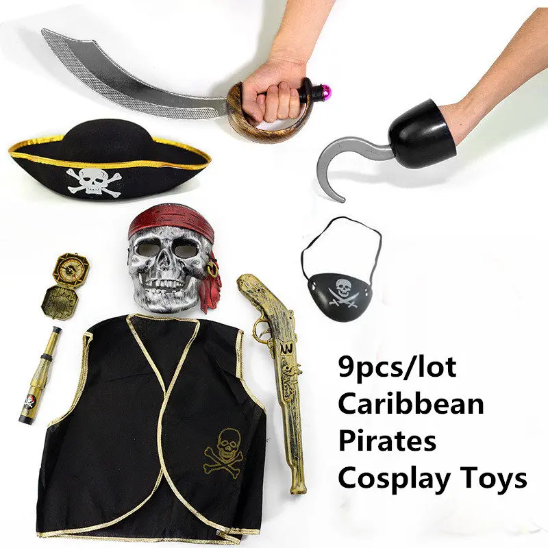 9pcs/lot Halloween Fancy Dress Party Cosplay Caribbean Pirates Toys Plastic Sword Pirates+Hat+Pirate PVC gun+Mask Cosplay props
9pcs/lot Halloween Fancy Dress Party Cosplay Caribbean Pirates Toys Plastic Sword Pirates+Hat+Pirate PVC gun+Mask Cosplay props