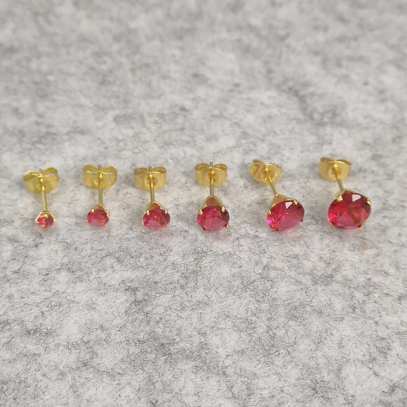 316 L Stainless Steel Stud Earrings 3mm to 8mm Round Hot Pink Zircons Real Golden-color Plating No Easy Fade Allergy Free
316 L Stainless Steel Stud Earrings 3mm to 8mm Round Hot Pink Zircons Real Golden-color Plating No Easy Fade Allergy Free