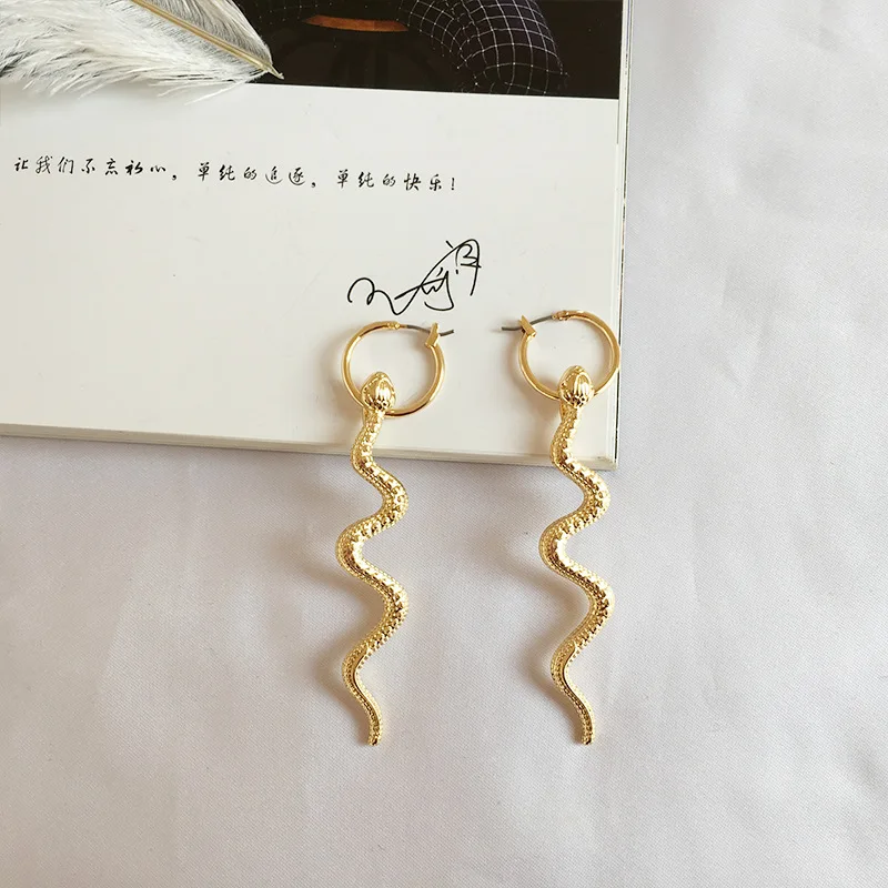 Europe and America Ethnic Curved Metal Gold Long Snake Tassel Dangle Earrings Fashion Texture Drop Earring for Women Jewelry
Europe and America Ethnic Curved Metal Gold Long Snake Tassel Dangle Earrings Fashion Texture Drop Earring for Women Jewelry