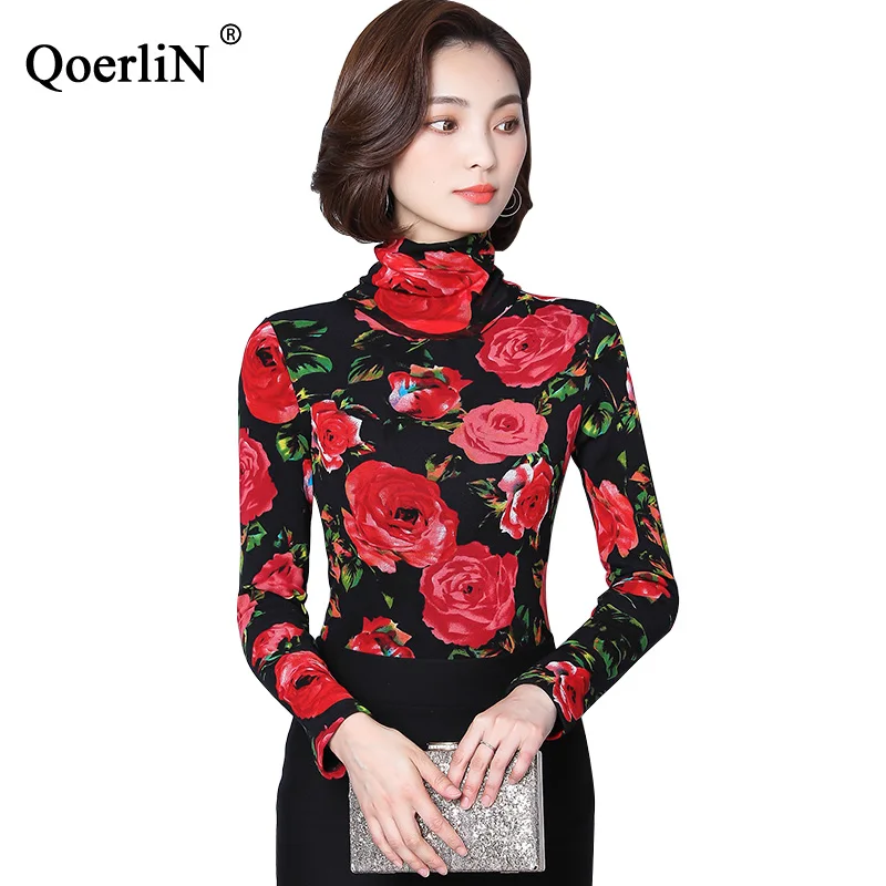 QoerliN Spring New Velvet Warm T Shirts Plus Size Turtleneck Long Sleeve Slim Print Tops Fashion Womans Clothing Elastic Tees
QoerliN Spring New Velvet Warm T Shirts Plus Size Turtleneck Long Sleeve Slim Print Tops Fashion Womans Clothing Elastic Tees
