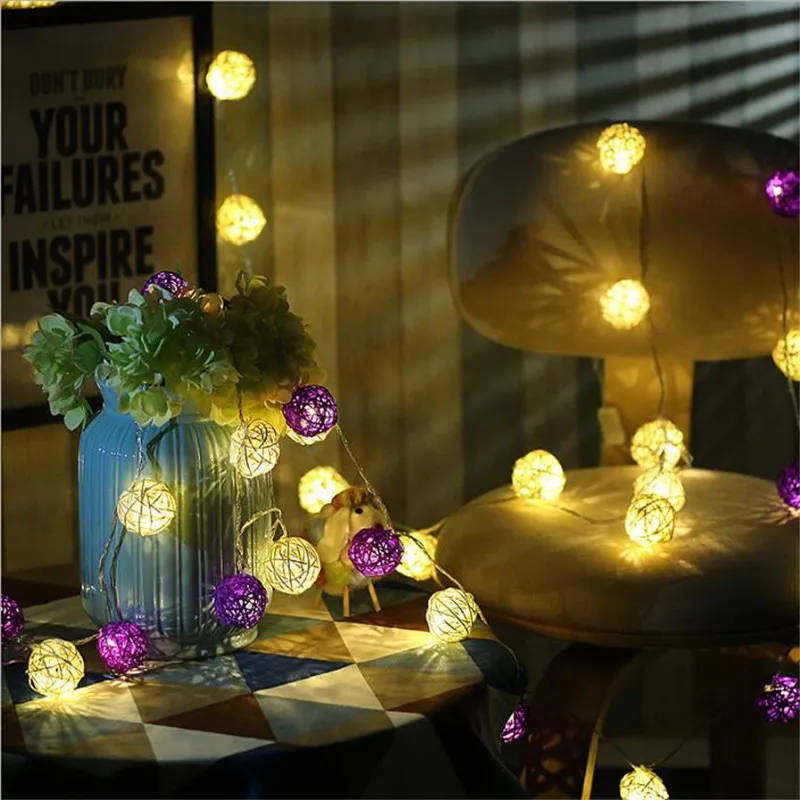 5m 28Bulbs White Purple Sepak Takraw Rattan Balls LED String Garland lights Luminarias Wedding Christmas Party Decoration
5m 28Bulbs White Purple Sepak Takraw Rattan Balls LED String Garland lights Luminarias Wedding Christmas Party Decoration