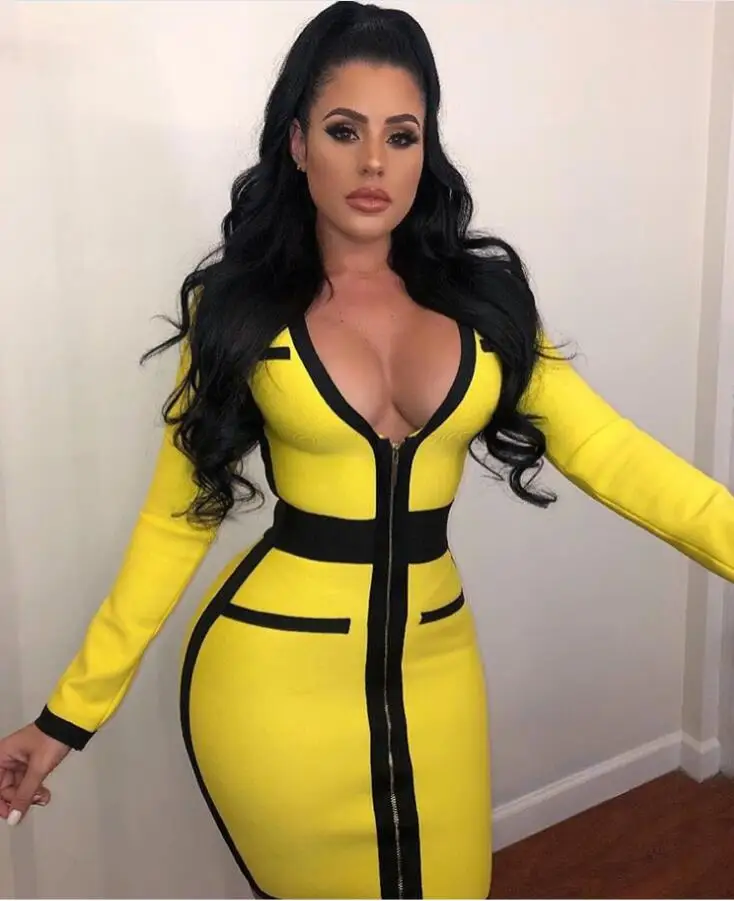 Top Quality Winter Sexy Long Sleeve Yellow Bandage Dress 2018 Celebrity Designer Fashion Dress Vestido
Top Quality Winter Sexy Long Sleeve Yellow Bandage Dress 2018 Celebrity Designer Fashion Dress Vestido