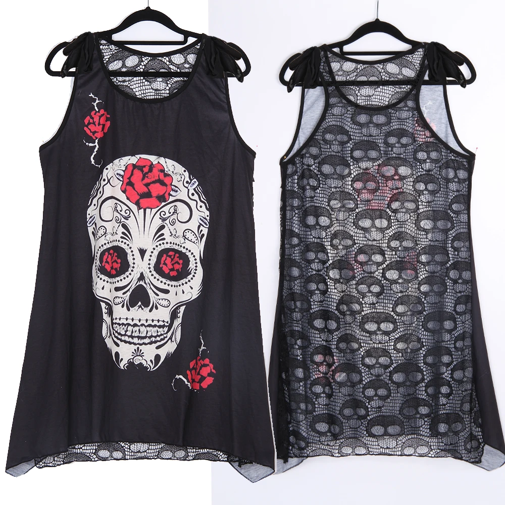Wipalo Summer Plus Size 2019 Lace Hollow Out Casual Skull Print Tops Women Sexy 3D Skull Print Sleeveless Punk Tee Shirt Female
Wipalo Summer Plus Size 2019 Lace Hollow Out Casual Skull Print Tops Women Sexy 3D Skull Print Sleeveless Punk Tee Shirt Female