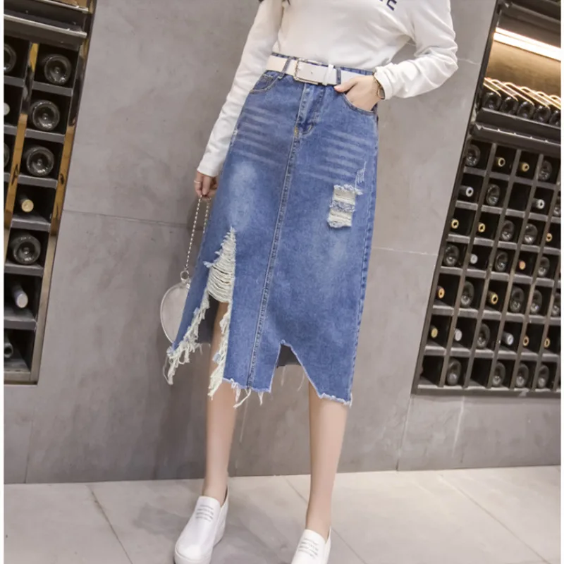 Women Skirts Hole Jean Skirts Empire Denim Skirt Plus Size Street Wear Ladies Midi Skirts 2018 New Fashion
Women Skirts Hole Jean Skirts Empire Denim Skirt Plus Size Street Wear Ladies Midi Skirts 2018 New Fashion