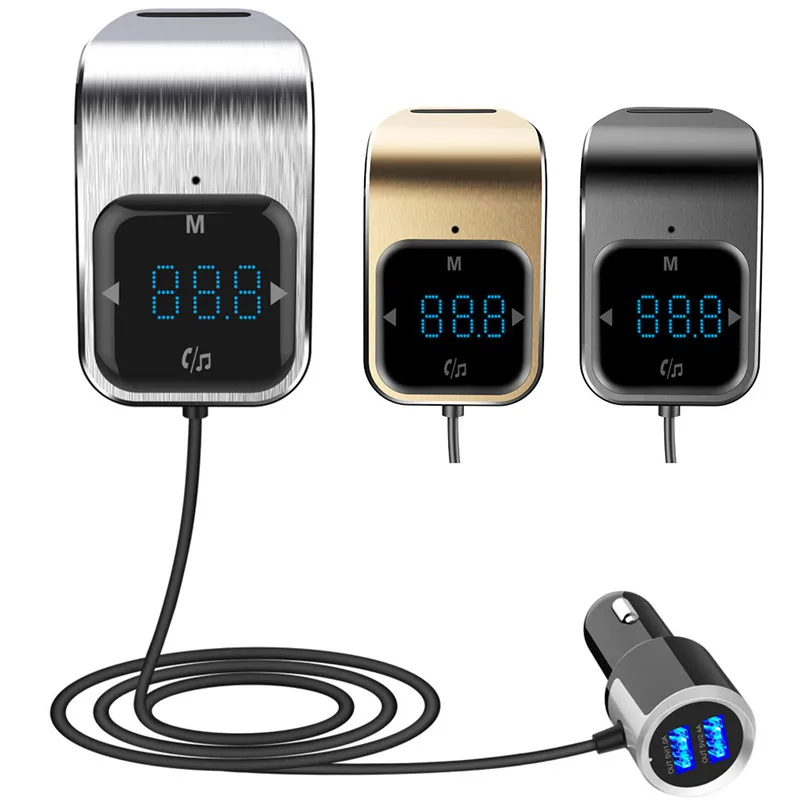

LCD Display Car player BC39 Wireless In-Car Bluetooth V4.2 FM Transmitter Dual USB Recharger Input TF Card A2DP function 40MR29