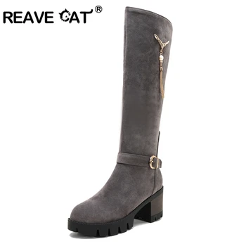 REAVE CAT Fashion 2018 Women's Winter Shoes Female Flock Leather Botas Mid-Calf Boots Round toe High Heel Mujer Women A867
REAVE CAT Fashion 2018 Women's Winter Shoes Female Flock Leather Botas Mid-Calf Boots Round toe High Heel Mujer Women A867