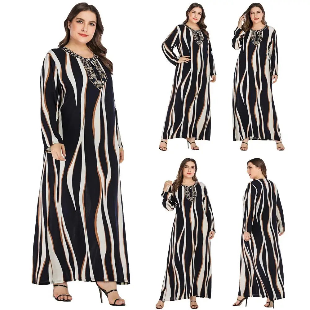 Ethnic Muslim Stripe Floral Print Women Dress Long Maxi Loose Vintage Kaftan Dubai Jilbab Loose Casual Long Sleeve Plus Size New
Ethnic Muslim Stripe Floral Print Women Dress Long Maxi Loose Vintage Kaftan Dubai Jilbab Loose Casual Long Sleeve Plus Size New