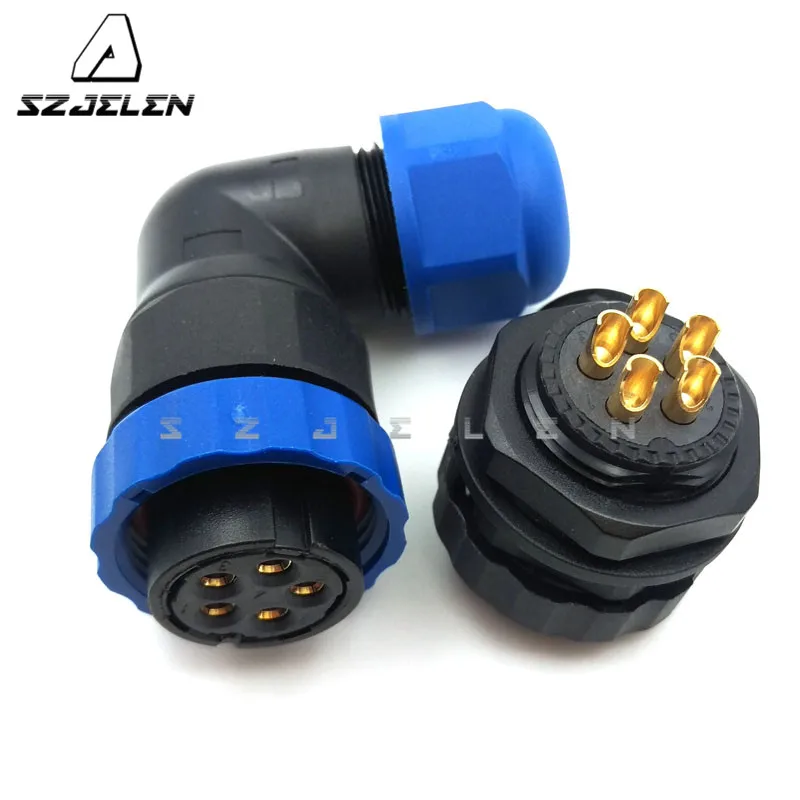 

SD20TP-ZM , 90 degree elbow waterproof connector 5pin ,IP68, 25A, Industrial panel mount connector power cable plug and socket