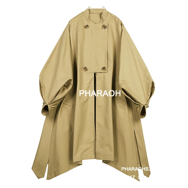 Oversized women irregular trench lantern sleeve personality lady spring trench with belt
Oversized women irregular trench lantern sleeve personality lady spring trench with belt