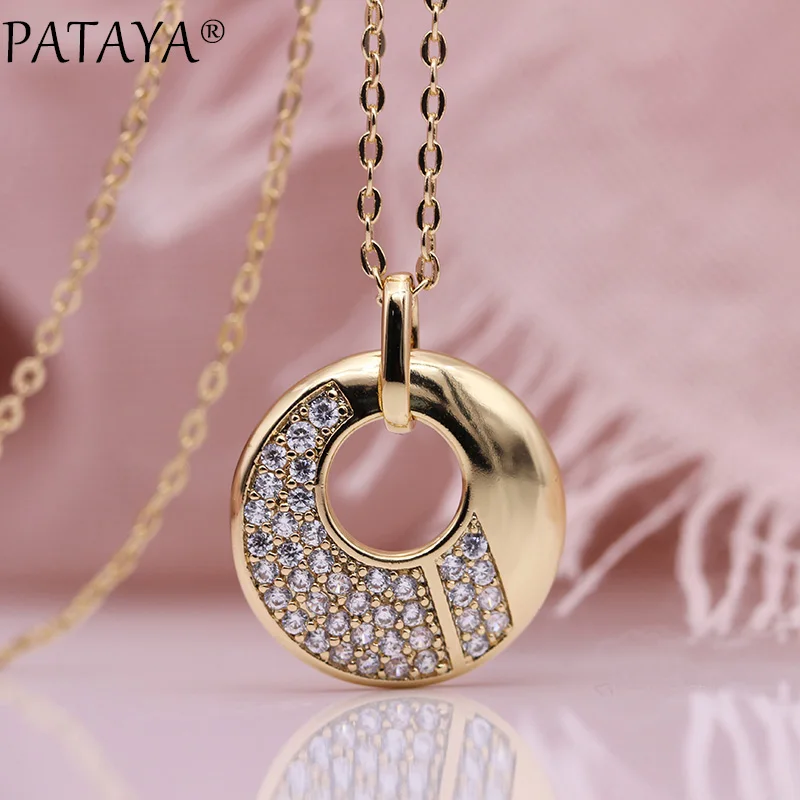 PATAYA New Round Hollow Pendants 585 Rose Gold White Natural Zircon Long Necklaces Women Romantic Wedding Fine Fashion Jewelry
PATAYA New Round Hollow Pendants 585 Rose Gold White Natural Zircon Long Necklaces Women Romantic Wedding Fine Fashion Jewelry