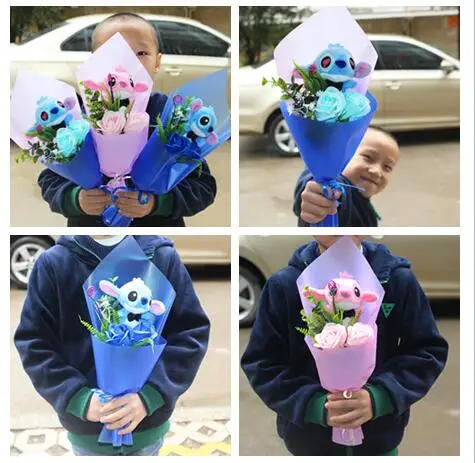22CM New stitch plush toys with soap flower cartoon bouquets stitch stuffed animal creative gifts for Valentine's and birthday 
22CM New stitch plush toys with soap flower cartoon bouquets stitch stuffed animal creative gifts for Valentine's and birthday