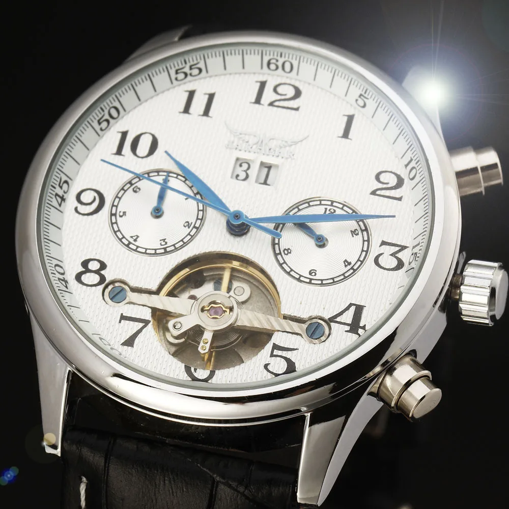 JARAGAR Automatic Mechanical Self-Wind Tourbillon Complete Calendar Dial Leather Band Men Wrist Watch
JARAGAR Automatic Mechanical Self-Wind Tourbillon Complete Calendar Dial Leather Band Men Wrist Watch