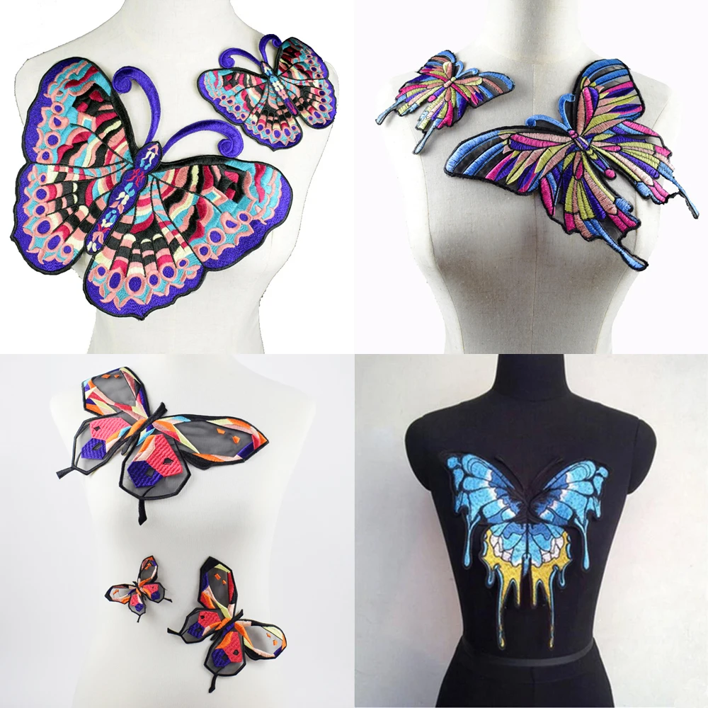Embroidered Colourful Butterfly Sew or Iron on Patch Biker Patch