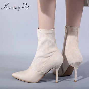 Krazing Pot Winter genuine leather flock material pointed toe streetwear stiletto high thin heels tassel stretch ankle boots L15
Krazing Pot Winter genuine leather flock material pointed toe streetwear stiletto high thin heels tassel stretch ankle boots L15