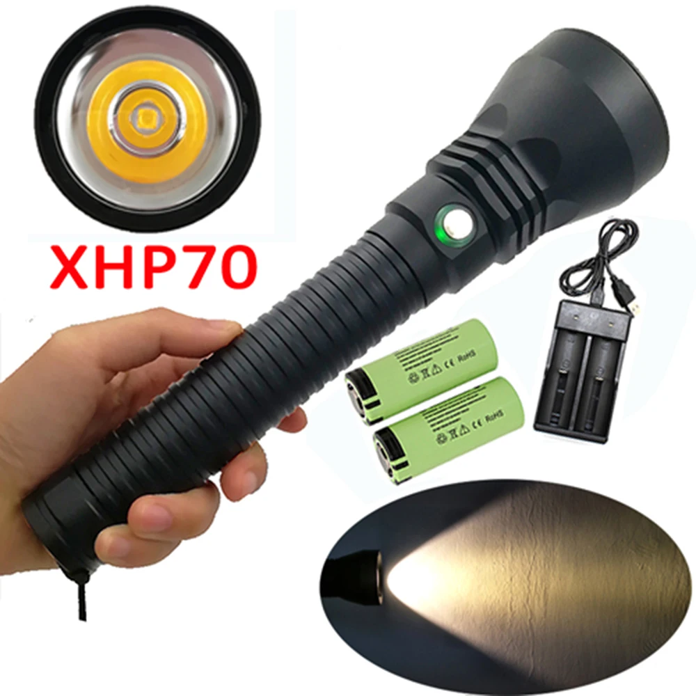 Yellow Light 5000LM XHP70 LED Scuba Diving flashlight Waterproof underwater dive Torch Lamp +2x 26650 Battery+ Charger
Yellow Light 5000LM XHP70 LED Scuba Diving flashlight Waterproof underwater dive Torch Lamp +2x 26650 Battery+ Charger