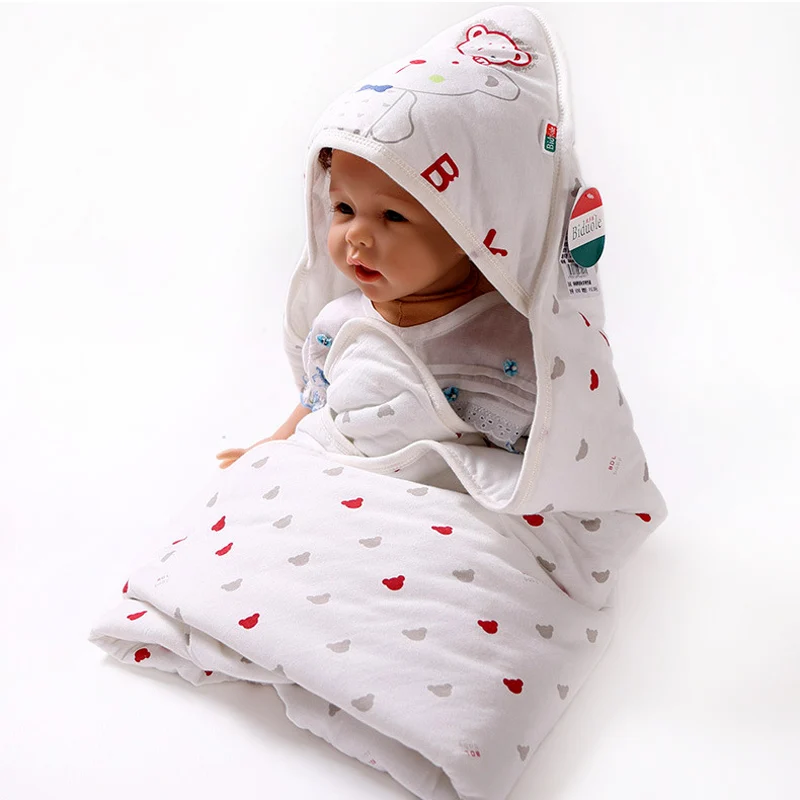 

receiving blankets 85*85 cm with hat Fit for 0-8 month Newborn Baby Blanket Baby Sleeping Swaddle Wrap 70%Bamboo fiber+30%cotton