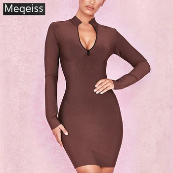 MEQEISS 2018 New Autumn Bandage Dress Women Elegant Celebrity Evening Party Dress Vestidos Sexy Long Sleeve Brown Zip Club Dress
MEQEISS 2018 New Autumn Bandage Dress Women Elegant Celebrity Evening Party Dress Vestidos Sexy Long Sleeve Brown Zip Club Dress