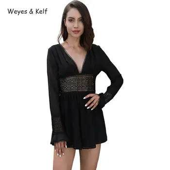 Weyes & Kelf Sexy Hollowedv-neck Long Sleeved Loose Rompers Womens Jumpsuit 2019 Chiffon Short Rompers Womens Jumpsuit
Weyes & Kelf Sexy Hollowedv-neck Long Sleeved Loose Rompers Womens Jumpsuit 2019 Chiffon Short Rompers Womens Jumpsuit