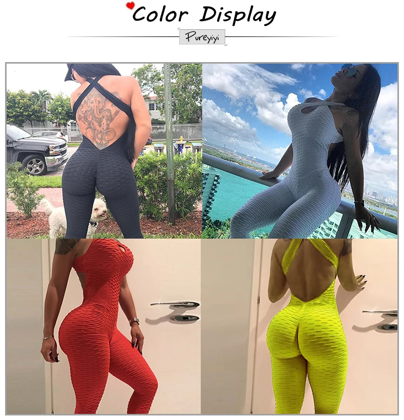 Sexy Fitness Jumpsuit Full Bandage Sporting Bodysuit Sexy Sleeveless Solid Four Colors Bodysuit Backless Women Jumpsuit (1)