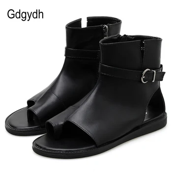 

Gdgydh Fashion Buckle Roman Gladiator Sandals Women Flats Shoes Summer lady's Open Toe Shoes Slingbacks Zipper 2020 New Arrival