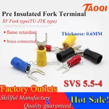 500pcs/pack SVS5.5-4 Pre Insulated Fork Spade Wire Connector Electrical Crimp Terminals U-type Cold-pressed terminal
500pcs/pack SVS5.5-4 Pre Insulated Fork Spade Wire Connector Electrical Crimp Terminals U-type Cold-pressed terminal