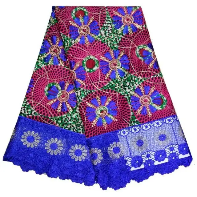 6Y/pc Beautiful fuchsia and green hollandais printed wax fabric with blue water soluble african cord lace for dress LBL29-3
6Y/pc Beautiful fuchsia and green hollandais printed wax fabric with blue water soluble african cord lace for dress LBL29-3
