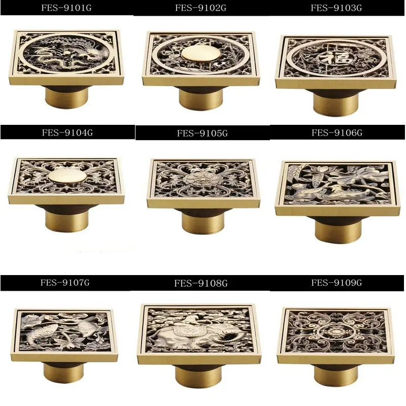 Fashion 10*10cm Vintage Artistic Brass Bathroom Wetroom Square Shower Floor Drain Trap Waste Grate With Hair Strainer CE-4458
Fashion 10*10cm Vintage Artistic Brass Bathroom Wetroom Square Shower Floor Drain Trap Waste Grate With Hair Strainer CE-4458