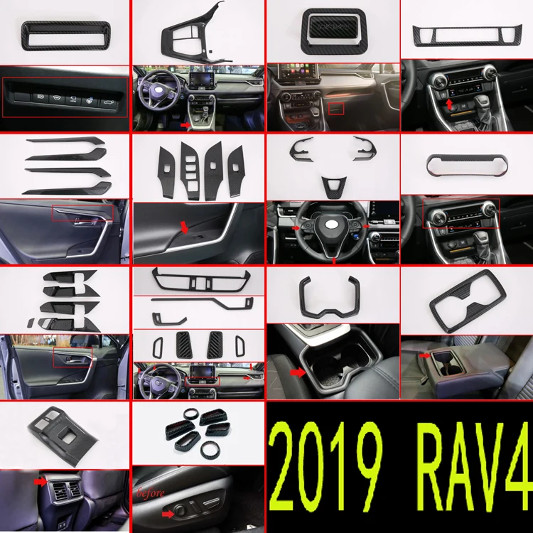 Для TOYOTA Rav4 (XA50) 2019-2024 стильная внутренняя обшивка из углеродного волокна полный комплект 39 шт.
Для TOYOTA Rav4 (XA50) 2019-2024 стильная внутренняя обшивка из углеродного волокна полный комплект 39 шт.