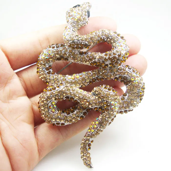 Silver Tone Gorgeous Snake Animal Pendant Brooch Pin Brown Austria Crystal Rhinestone
Silver Tone Gorgeous Snake Animal Pendant Brooch Pin Brown Austria Crystal Rhinestone