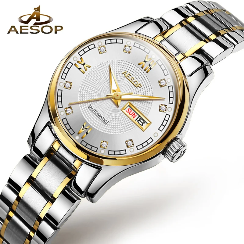AESOP Watch Women Automatic Mechanical Watch Bracelet Ladies Wrist Wristwatch Crystal Ladies Clock Calendar Relogio Feminino
AESOP Watch Women Automatic Mechanical Watch Bracelet Ladies Wrist Wristwatch Crystal Ladies Clock Calendar Relogio Feminino