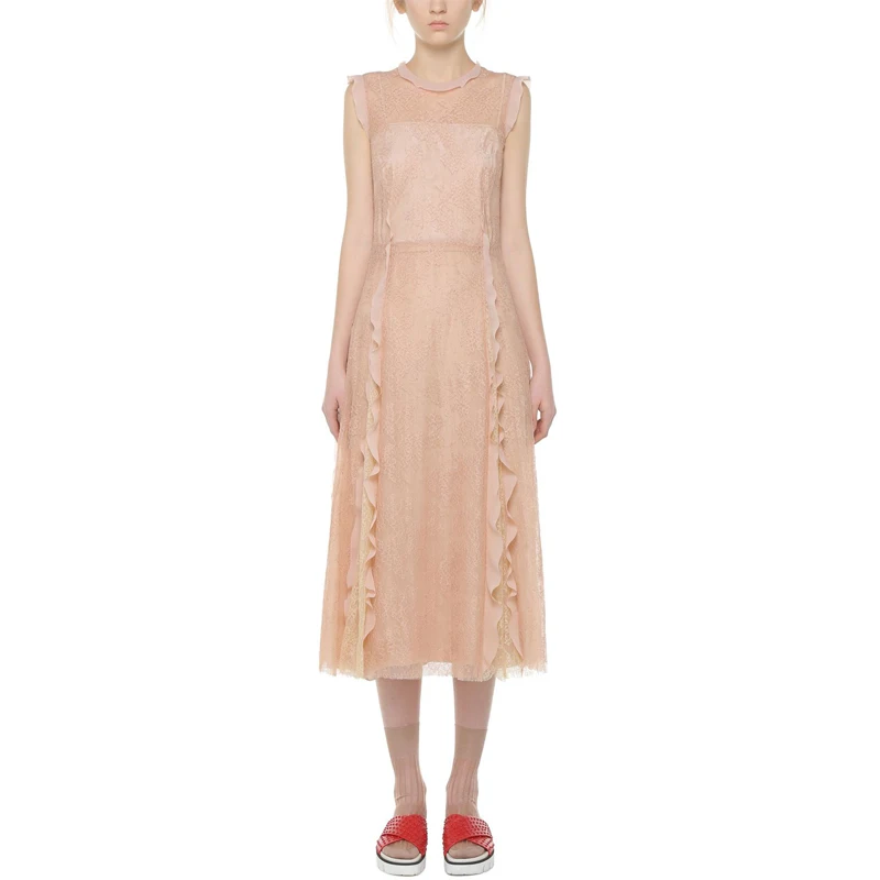 Summer Elegant Pink Lace Chiffon Patchwork Pleated Long Party Dresses 2018 Women O-neck Sleeveless Ruffles Maxi Dress
Summer Elegant Pink Lace Chiffon Patchwork Pleated Long Party Dresses 2018 Women O-neck Sleeveless Ruffles Maxi Dress